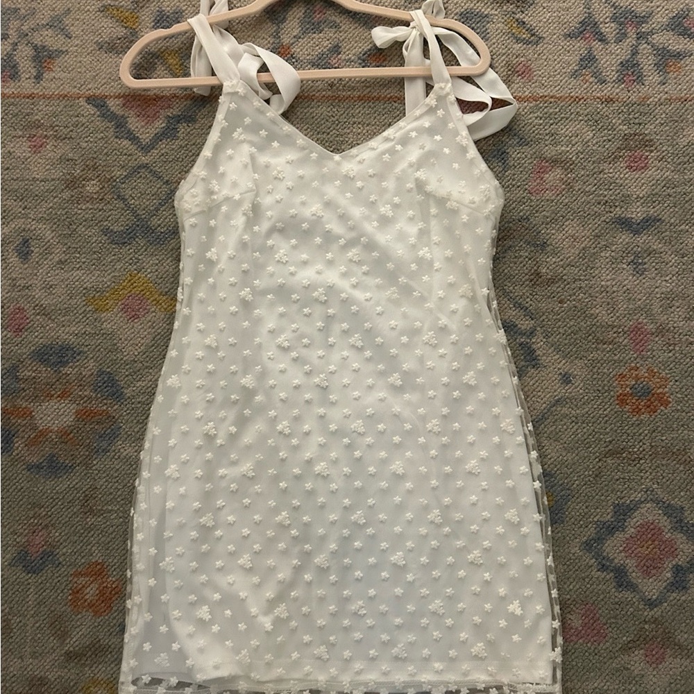 White Floral Embellished Dress